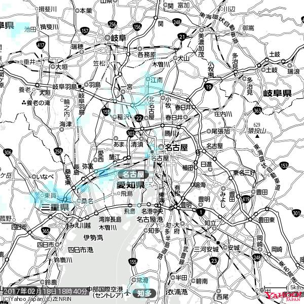 名古屋の天気(雨) 降水強度: 0.95(mm/h) 2017年02月18日 18時40分の雨雲 #雨雲bot #bot 名古屋の天気(雨) 降水強度: 0.95(mm/h) 2017年02月18日 18時40分の雨雲 #雨雲bot #bot