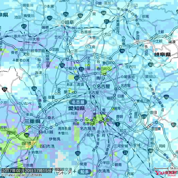 名古屋の天気(雨) 降水強度: 3.63(mm/h) 2017年02月20日 17時15分の雨雲 #雨雲bot #bot 名古屋の天気(雨) 降水強度: 3.63(mm/h) 2017年02月20日 17時15分の雨雲 #雨雲bot #bot