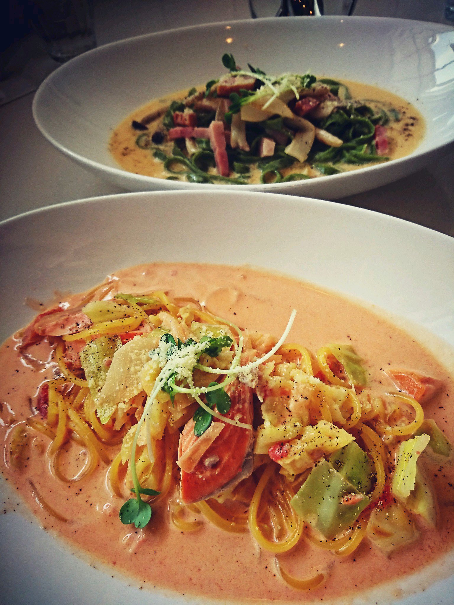 鮭とキャベツとエッグパスタ。トマトクリームソースに生パスタ美味しい。 (@ Cafe BERGEN in 春日井, 愛知) 鮭とキャベツとエッグパスタ。トマトクリームソースに生パスタ美味しい。 (@ Cafe BERGEN in 春日井, 愛知)