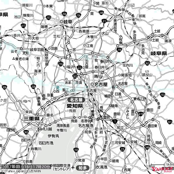 名古屋の天気(雨) 降水強度: 0.55(mm/h) 2017年03月16日 17時20分の雨雲 #雨雲bot #bot 名古屋の天気(雨) 降水強度: 0.55(mm/h) 2017年03月16日 17時20分の雨雲 #雨雲bot #bot