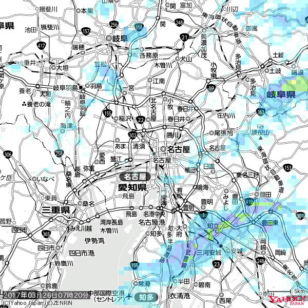 名古屋の天気(雨) 降水強度: 0.65(mm/h) 2017年03月26日 07時20分の雨雲 #雨雲bot #bot 名古屋の天気(雨) 降水強度: 0.65(mm/h) 2017年03月26日 07時20分の雨雲 #雨雲bot #bot