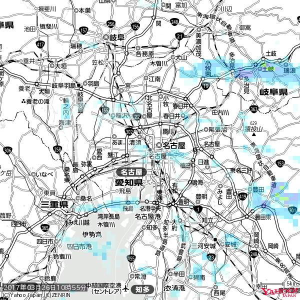 名古屋の天気(雨) 降水強度: 0.95(mm/h) 2017年03月26日 10時55分の雨雲 #雨雲bot #bot 名古屋の天気(雨) 降水強度: 0.95(mm/h) 2017年03月26日 10時55分の雨雲 #雨雲bot #bot