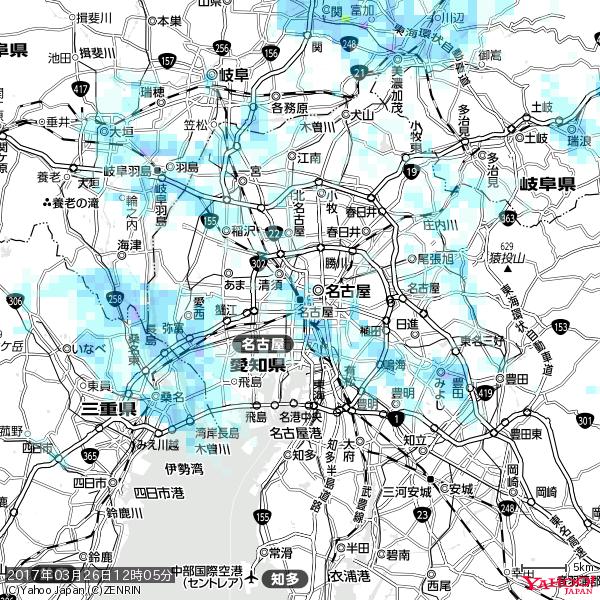 名古屋の天気(雨) 降水強度: 2.88(mm/h) 2017年03月26日 12時05分の雨雲 #雨雲bot #bot 名古屋の天気(雨) 降水強度: 2.88(mm/h) 2017年03月26日 12時05分の雨雲 #雨雲bot #bot