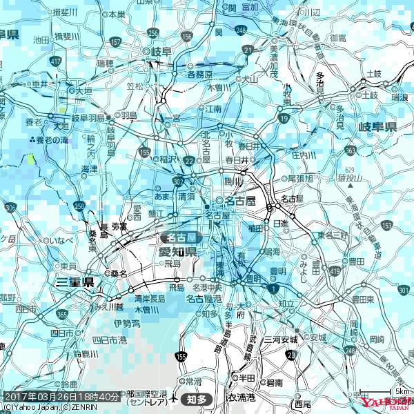 名古屋の天気(雨) 降水強度: 2.38(mm/h) 2017年03月26日 18時40分の雨雲 #雨雲bot #bot 名古屋の天気(雨) 降水強度: 2.38(mm/h) 2017年03月26日 18時40分の雨雲 #雨雲bot #bot