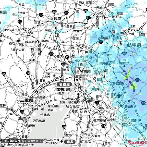 名古屋の天気(雨) 降水強度: 1.35(mm/h) 2017年04月07日 09時10分の雨雲 #雨雲bot #bot 名古屋の天気(雨) 降水強度: 1.35(mm/h) 2017年04月07日 09時10分の雨雲 #雨雲bot #bot