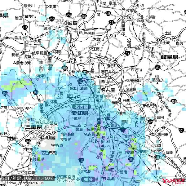 名古屋の天気(雨) 降水強度: 3.88(mm/h) 2017年04月08日 17時50分の雨雲 #雨雲bot #bot 名古屋の天気(雨) 降水強度: 3.88(mm/h) 2017年04月08日 17時50分の雨雲 #雨雲bot #bot
