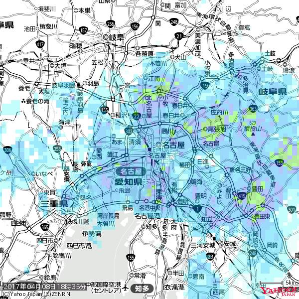 名古屋の天気(雨) 降水強度: 8.25(mm/h) 2017年04月08日 18時35分の雨雲 #雨雲bot #bot 名古屋の天気(雨) 降水強度: 8.25(mm/h) 2017年04月08日 18時35分の雨雲 #雨雲bot #bot