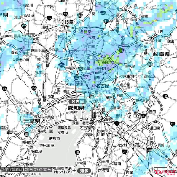 名古屋の天気(雨) 降水強度: 7.75(mm/h) 2017年04月09日 07時00分の雨雲 #雨雲bot #bot 名古屋の天気(雨) 降水強度: 7.75(mm/h) 2017年04月09日 07時00分の雨雲 #雨雲bot #bot