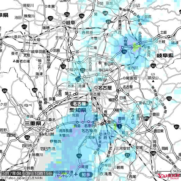 名古屋の天気(雨) 降水強度: 1.05(mm/h) 2017年04月09日 10時15分の雨雲 #雨雲bot #bot 名古屋の天気(雨) 降水強度: 1.05(mm/h) 2017年04月09日 10時15分の雨雲 #雨雲bot #bot