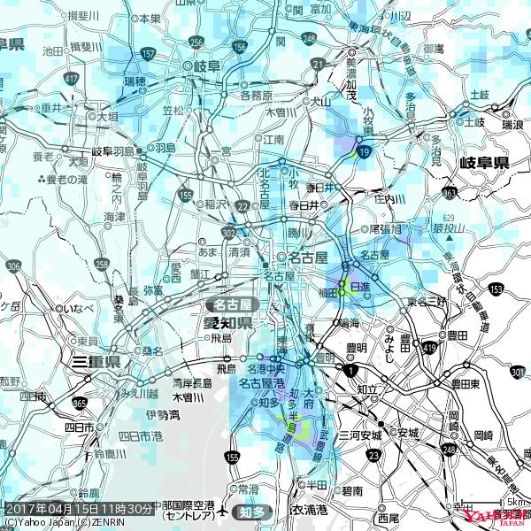 名古屋の天気(雨) 降水強度: 1.45(mm/h) 2017年04月15日 11時30分の雨雲 #雨雲bot #bot 名古屋の天気(雨) 降水強度: 1.45(mm/h) 2017年04月15日 11時30分の雨雲 #雨雲bot #bot