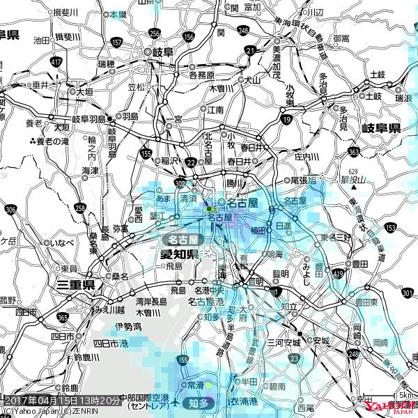 名古屋の天気(雨): やや強い雨 降水強度: 14.50(mm/h) 2017年04月15日 13時20分の雨雲 #雨雲bot #bot 名古屋の天気(雨): やや強い雨 降水強度: 14.50(mm/h) 2017年04月15日 13時20分の雨雲 #雨雲bot #bot
