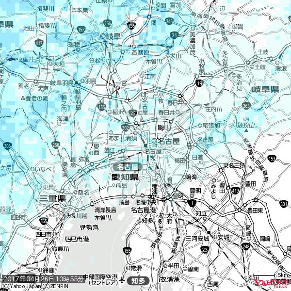 名古屋の天気(雨) 降水強度: 1.45(mm/h) 2017年04月26日 10時55分の雨雲 #雨雲bot #bot 名古屋の天気(雨) 降水強度: 1.45(mm/h) 2017年04月26日 10時55分の雨雲 #雨雲bot #bot