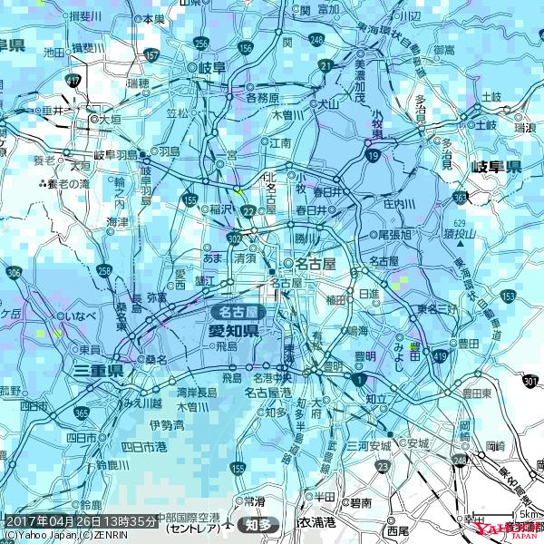 名古屋の天気(雨) 降水強度: 3.63(mm/h) 2017年04月26日 13時35分の雨雲 #雨雲bot #bot 名古屋の天気(雨) 降水強度: 3.63(mm/h) 2017年04月26日 13時35分の雨雲 #雨雲bot #bot