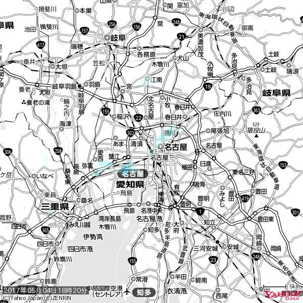名古屋の天気(雨) 降水強度: 0.65(mm/h) 2017年05月04日 18時20分の雨雲 #雨雲bot #bot 名古屋の天気(雨) 降水強度: 0.65(mm/h) 2017年05月04日 18時20分の雨雲 #雨雲bot #bot