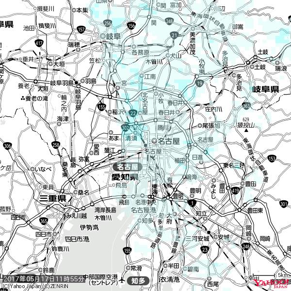 名古屋の天気(雨) 降水強度: 0.45(mm/h) 2017年05月17日 11時55分の雨雲 #雨雲bot #bot 名古屋の天気(雨) 降水強度: 0.45(mm/h) 2017年05月17日 11時55分の雨雲 #雨雲bot #bot