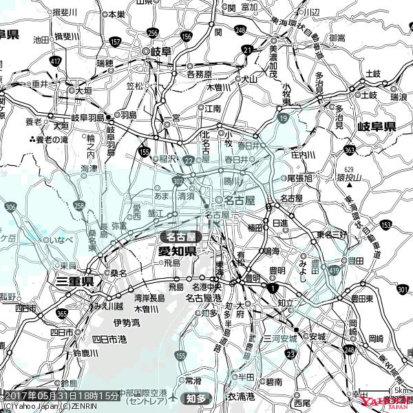 名古屋の天気(雨) 降水強度: 0.85(mm/h) 2017年05月31日 18時15分の雨雲 #雨雲bot #bot 名古屋の天気(雨) 降水強度: 0.85(mm/h) 2017年05月31日 18時15分の雨雲 #雨雲bot #bot