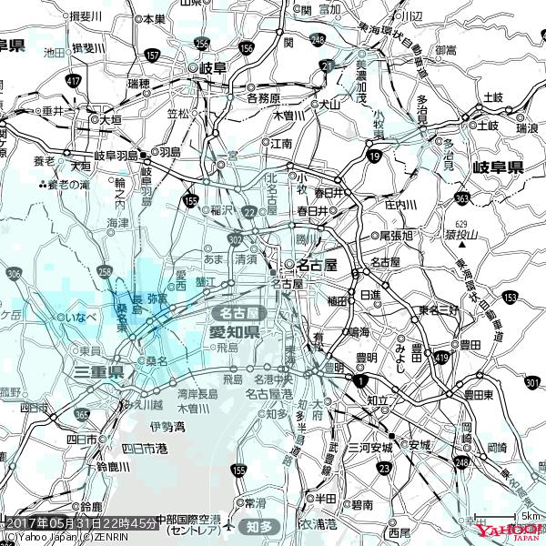 名古屋の天気(雨) 降水強度: 0.45(mm/h) 2017年05月31日 22時45分の雨雲 #雨雲bot #bot 名古屋の天気(雨) 降水強度: 0.45(mm/h) 2017年05月31日 22時45分の雨雲 #雨雲bot #bot