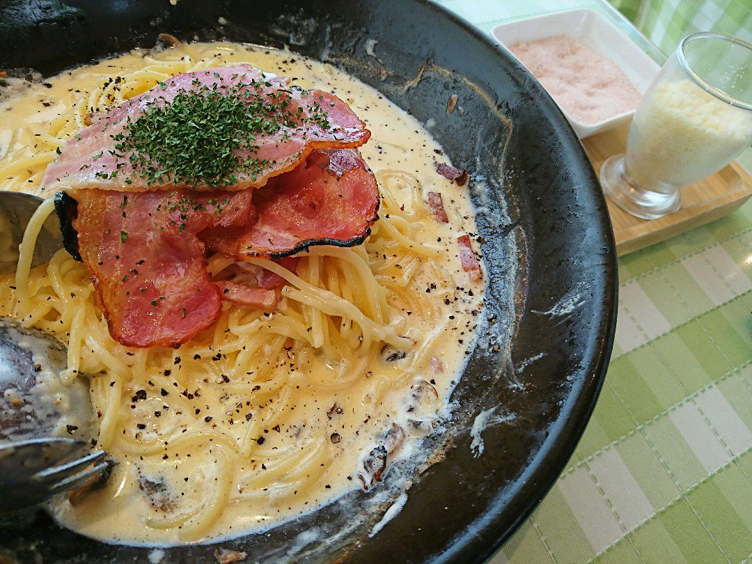 こぼれベーコンのパルメナーラ。マリノに来るとこれよく食べてる。 (@ ピッツェリア マリノ 岩崎店 in 小牧市, 愛知県) こぼれベーコンのパルメナーラ。マリノに来るとこれよく食べてる。 (@ ピッツェリア マリノ 岩崎店 in 小牧市, 愛知県)