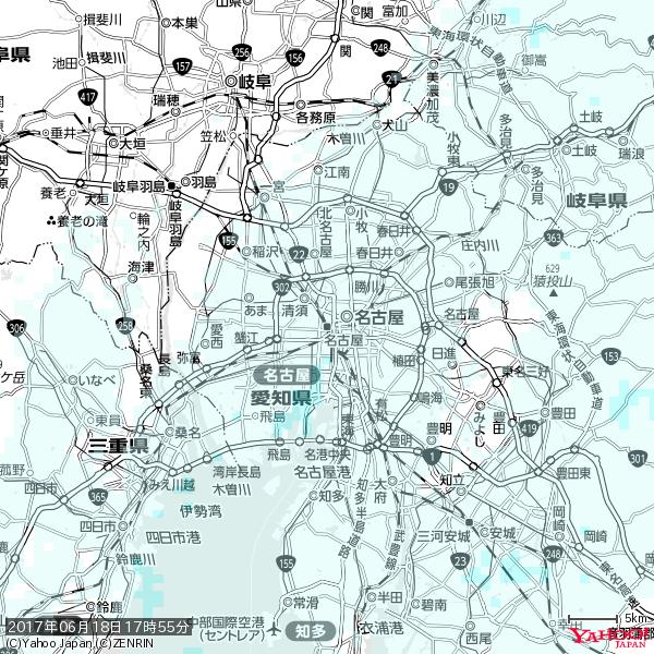 名古屋の天気(雨) 降水強度: 0.85(mm/h) 2017年06月18日 17時55分の雨雲 #雨雲bot #bot 名古屋の天気(雨) 降水強度: 0.85(mm/h) 2017年06月18日 17時55分の雨雲 #雨雲bot #bot