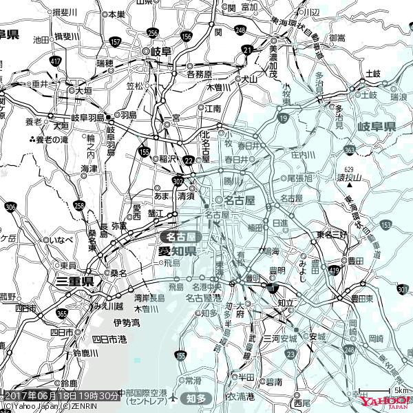 名古屋の天気(雨) 降水強度: 0.45(mm/h) 2017年06月18日 19時30分の雨雲 #雨雲bot #bot 名古屋の天気(雨) 降水強度: 0.45(mm/h) 2017年06月18日 19時30分の雨雲 #雨雲bot #bot