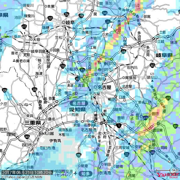 名古屋の天気(雨) 降水強度: 6.75(mm/h) 2017年06月21日 10時20分の雨雲 #雨雲bot #bot 名古屋の天気(雨) 降水強度: 6.75(mm/h) 2017年06月21日 10時20分の雨雲 #雨雲bot #bot