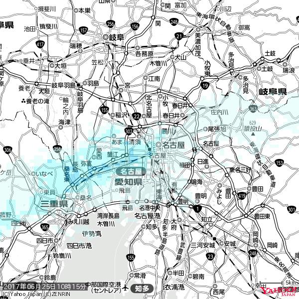 名古屋の天気(雨) 降水強度: 1.85(mm/h) 2017年06月25日 10時15分の雨雲 #雨雲bot #bot 名古屋の天気(雨) 降水強度: 1.85(mm/h) 2017年06月25日 10時15分の雨雲 #雨雲bot #bot