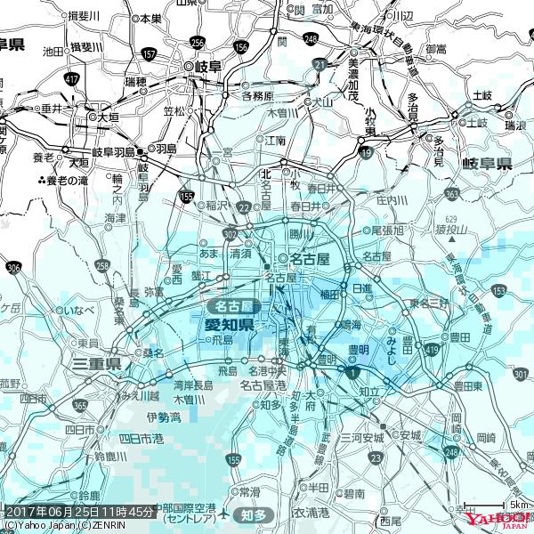名古屋の天気(雨) 降水強度: 1.55(mm/h) 2017年06月25日 11時45分の雨雲 #雨雲bot #bot 名古屋の天気(雨) 降水強度: 1.55(mm/h) 2017年06月25日 11時45分の雨雲 #雨雲bot #bot