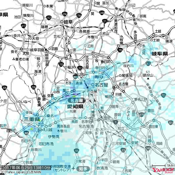 名古屋の天気(雨) 降水強度: 8.75(mm/h) 2017年06月25日 13時10分の雨雲 #雨雲bot #bot 名古屋の天気(雨) 降水強度: 8.75(mm/h) 2017年06月25日 13時10分の雨雲 #雨雲bot #bot