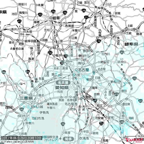 名古屋の天気(雨) 降水強度: 0.85(mm/h) 2017年06月26日 20時10分の雨雲 #雨雲bot #bot 名古屋の天気(雨) 降水強度: 0.85(mm/h) 2017年06月26日 20時10分の雨雲 #雨雲bot #bot