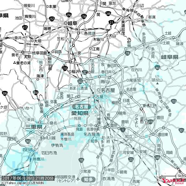 名古屋の天気(雨) 降水強度: 0.85(mm/h) 2017年06月26日 21時20分の雨雲 #雨雲bot #bot 名古屋の天気(雨) 降水強度: 0.85(mm/h) 2017年06月26日 21時20分の雨雲 #雨雲bot #bot