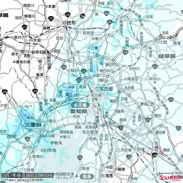 名古屋の天気(雨) 降水強度: 0.95(mm/h) 2017年06月26日 23時50分の雨雲 #雨雲bot #bot 名古屋の天気(雨) 降水強度: 0.95(mm/h) 2017年06月26日 23時50分の雨雲 #雨雲bot #bot