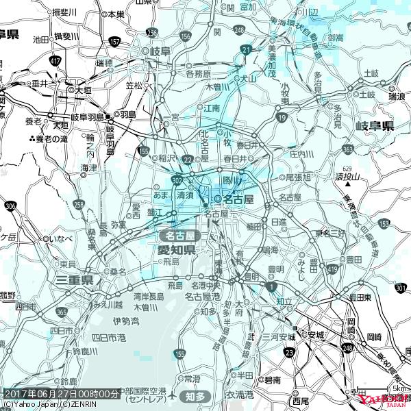 名古屋の天気(雨) 降水強度: 1.35(mm/h) 2017年06月27日 00時00分の雨雲 #雨雲bot #bot 名古屋の天気(雨) 降水強度: 1.35(mm/h) 2017年06月27日 00時00分の雨雲 #雨雲bot #bot