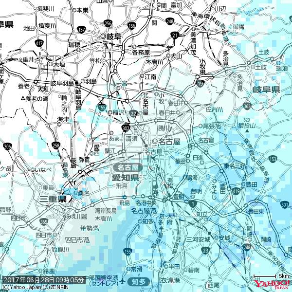 名古屋の天気(雨) 降水強度: 0.75(mm/h) 2017年06月28日 09時05分の雨雲 #雨雲bot #bot 名古屋の天気(雨) 降水強度: 0.75(mm/h) 2017年06月28日 09時05分の雨雲 #雨雲bot #bot
