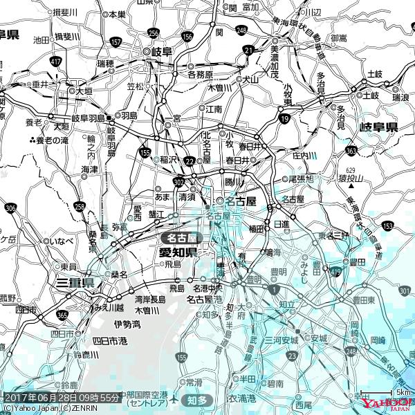 名古屋の天気(雨) 降水強度: 0.95(mm/h) 2017年06月28日 09時55分の雨雲 #雨雲bot #bot 名古屋の天気(雨) 降水強度: 0.95(mm/h) 2017年06月28日 09時55分の雨雲 #雨雲bot #bot