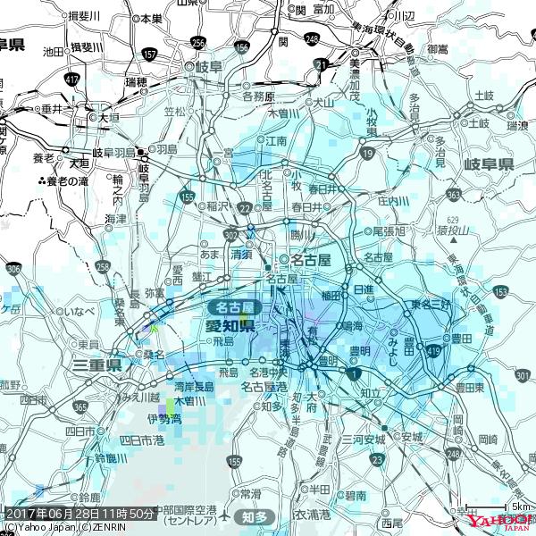 名古屋の天気(雨) 降水強度: 1.25(mm/h) 2017年06月28日 11時50分の雨雲 #雨雲bot #bot 名古屋の天気(雨) 降水強度: 1.25(mm/h) 2017年06月28日 11時50分の雨雲 #雨雲bot #bot