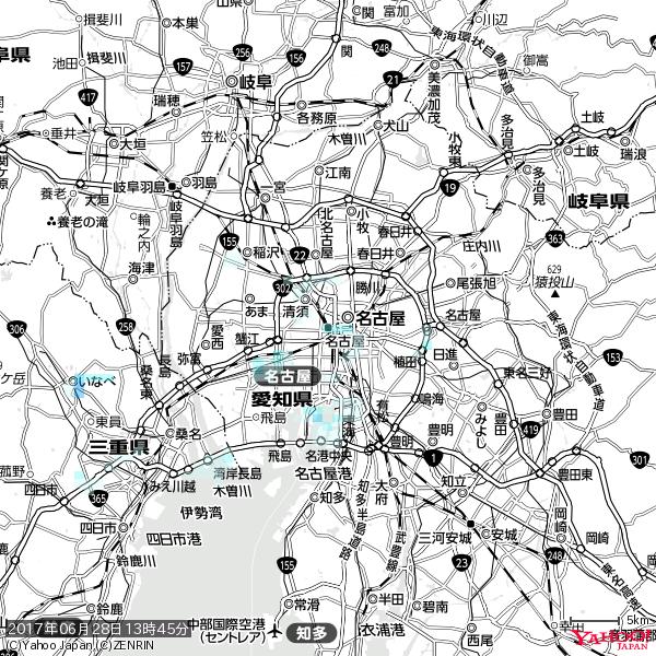 名古屋の天気(雨) 降水強度: 1.75(mm/h) 2017年06月28日 13時45分の雨雲 #雨雲bot #bot 名古屋の天気(雨) 降水強度: 1.75(mm/h) 2017年06月28日 13時45分の雨雲 #雨雲bot #bot