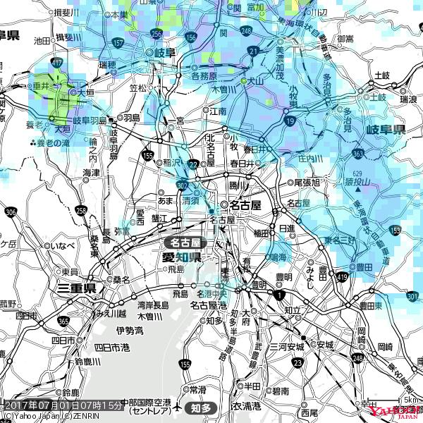 名古屋の天気(雨) 降水強度: 2.63(mm/h) 2017年07月01日 07時15分の雨雲 #雨雲bot #bot 名古屋の天気(雨) 降水強度: 2.63(mm/h) 2017年07月01日 07時15分の雨雲 #雨雲bot #bot