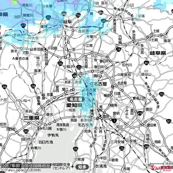 名古屋の天気(雨) 降水強度: 2.38(mm/h) 2017年07月01日 08時45分の雨雲 #雨雲bot #bot 名古屋の天気(雨) 降水強度: 2.38(mm/h) 2017年07月01日 08時45分の雨雲 #雨雲bot #bot