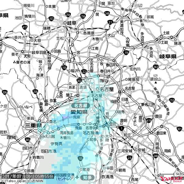 名古屋の天気(雨) 降水強度: 1.45(mm/h) 2017年07月05日 05時55分の雨雲 #雨雲bot #bot 名古屋の天気(雨) 降水強度: 1.45(mm/h) 2017年07月05日 05時55分の雨雲 #雨雲bot #bot