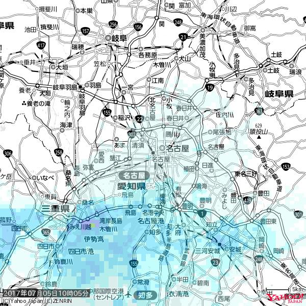 名古屋の天気(雨) 降水強度: 0.65(mm/h) 2017年07月05日 10時05分の雨雲 #雨雲bot #bot 名古屋の天気(雨) 降水強度: 0.65(mm/h) 2017年07月05日 10時05分の雨雲 #雨雲bot #bot