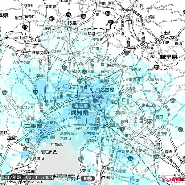 名古屋の天気(雨) 降水強度: 5.25(mm/h) 2017年07月05日 11時45分の雨雲 #雨雲bot #bot 名古屋の天気(雨) 降水強度: 5.25(mm/h) 2017年07月05日 11時45分の雨雲 #雨雲bot #bot
