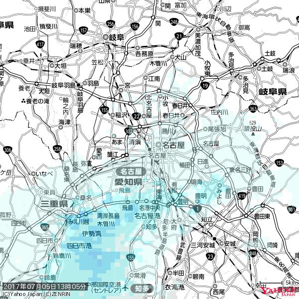 名古屋の天気(雨) 降水強度: 0.55(mm/h) 2017年07月05日 13時05分の雨雲 #雨雲bot #bot 名古屋の天気(雨) 降水強度: 0.55(mm/h) 2017年07月05日 13時05分の雨雲 #雨雲bot #bot