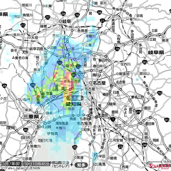 名古屋の天気(雨) 降水強度: 0.45(mm/h) 2017年07月10日 10時45分の雨雲 #雨雲bot #bot 名古屋の天気(雨) 降水強度: 0.45(mm/h) 2017年07月10日 10時45分の雨雲 #雨雲bot #bot