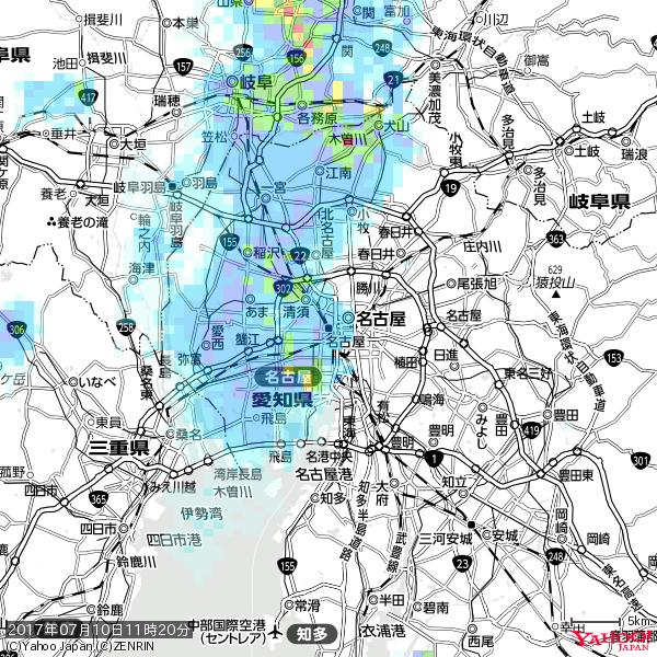 名古屋の天気(雨) 降水強度: 5.25(mm/h) 2017年07月10日 11時20分の雨雲 #雨雲bot #bot 名古屋の天気(雨) 降水強度: 5.25(mm/h) 2017年07月10日 11時20分の雨雲 #雨雲bot #bot