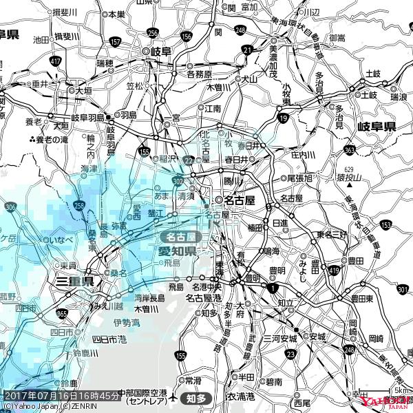 名古屋の天気(雨) 降水強度: 0.85(mm/h) 2017年07月16日 16時45分の雨雲 #雨雲bot #bot 名古屋の天気(雨) 降水強度: 0.85(mm/h) 2017年07月16日 16時45分の雨雲 #雨雲bot #bot
