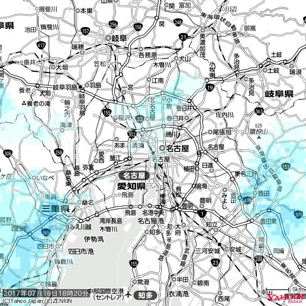 名古屋の天気(雨) 降水強度: 0.55(mm/h) 2017年07月16日 18時20分の雨雲 #雨雲bot #bot 名古屋の天気(雨) 降水強度: 0.55(mm/h) 2017年07月16日 18時20分の雨雲 #雨雲bot #bot