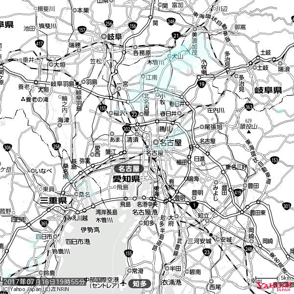 名古屋の天気(雨) 降水強度: 0.55(mm/h) 2017年07月16日 19時55分の雨雲 #雨雲bot #bot 名古屋の天気(雨) 降水強度: 0.55(mm/h) 2017年07月16日 19時55分の雨雲 #雨雲bot #bot