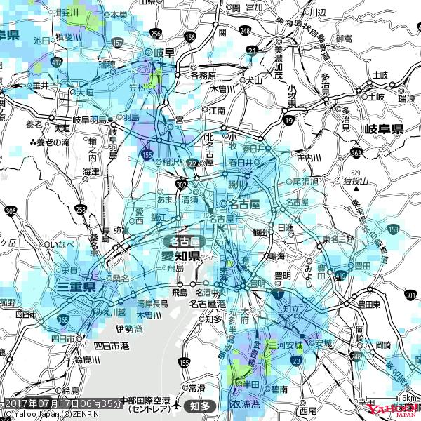 名古屋の天気(雨) 降水強度: 1.85(mm/h) 2017年07月17日 06時35分の雨雲 #雨雲bot #bot 名古屋の天気(雨) 降水強度: 1.85(mm/h) 2017年07月17日 06時35分の雨雲 #雨雲bot #bot