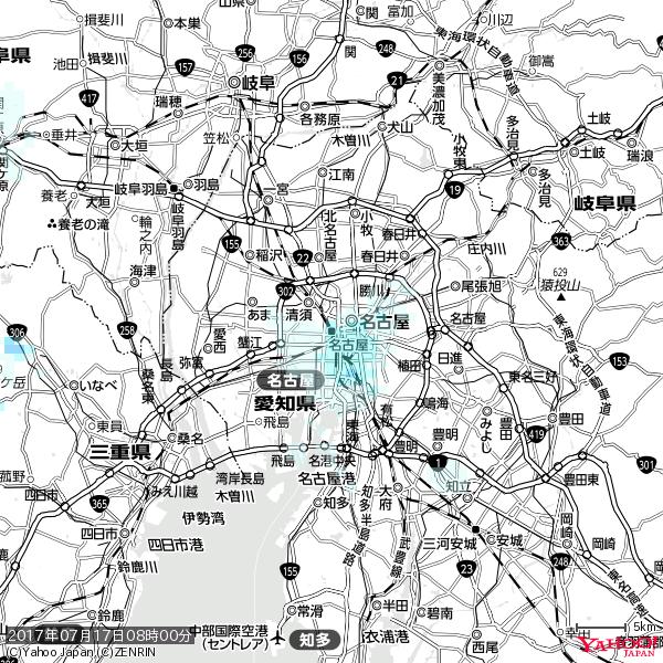 名古屋の天気(雨) 降水強度: 1.35(mm/h) 2017年07月17日 08時00分の雨雲 #雨雲bot #bot 名古屋の天気(雨) 降水強度: 1.35(mm/h) 2017年07月17日 08時00分の雨雲 #雨雲bot #bot