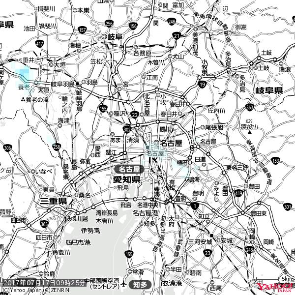 名古屋の天気(雨) 降水強度: 0.55(mm/h) 2017年07月17日 09時25分の雨雲 #雨雲bot #bot 名古屋の天気(雨) 降水強度: 0.55(mm/h) 2017年07月17日 09時25分の雨雲 #雨雲bot #bot